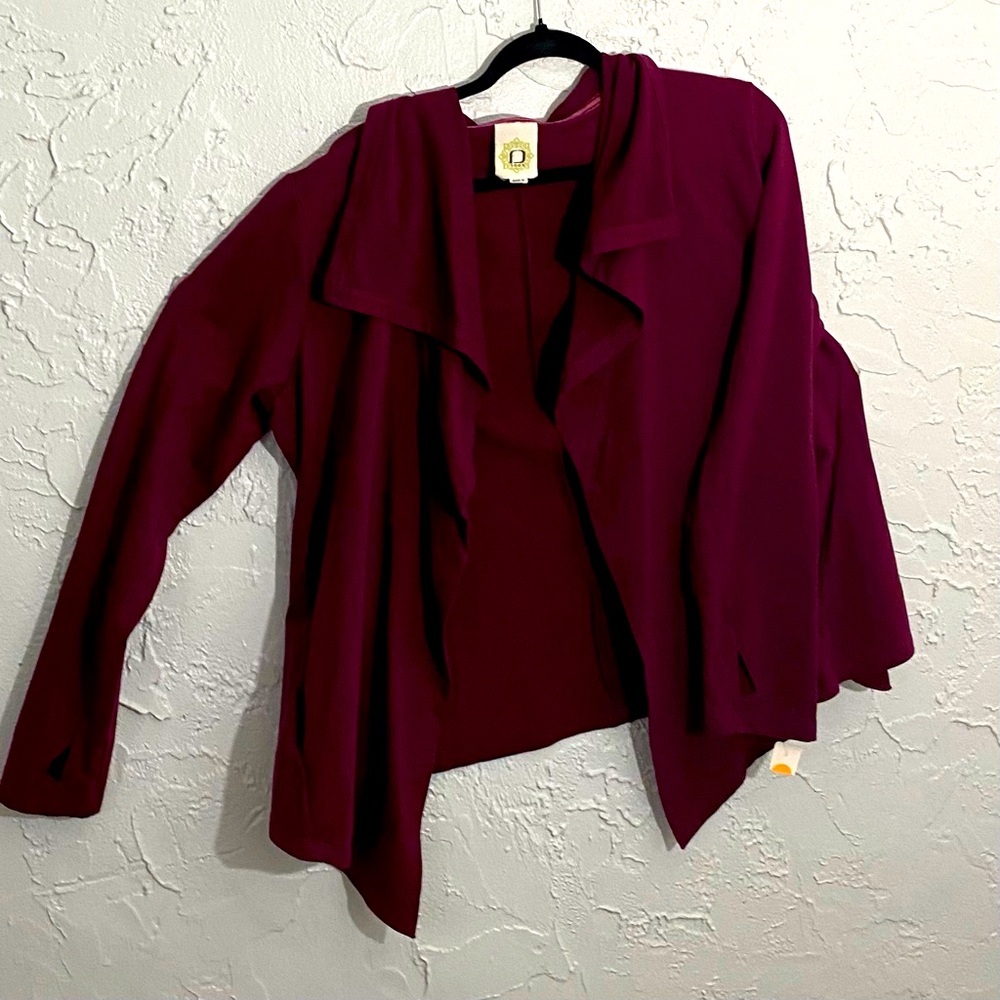 Fuda Thumb Hole Drape Open Front Cardigan Maroon Size XL CottageCore BohoCore